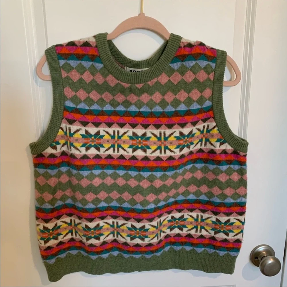 Boden Edie Fair Isle Vest in Green Heritage - Picture 9 of 14